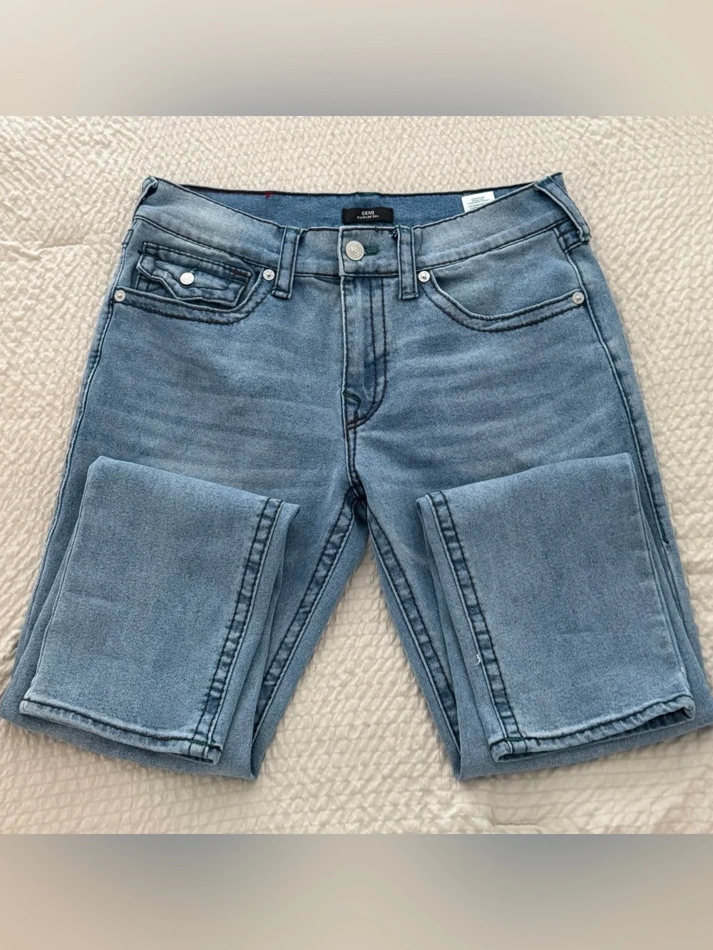 True Religion Light Blue Denim Jeans with Signature Back Pockets